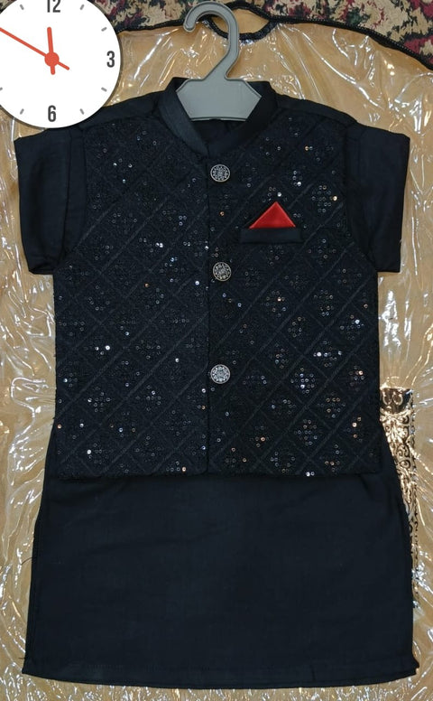 Boys Black Traditional Waistcoat Set